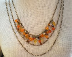 Tangerine Tango Triple Chain Necklace