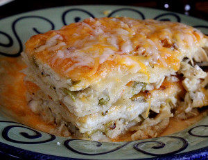 Layered Chicken Enchiladas