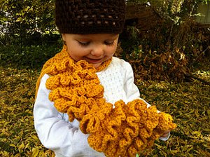 Mustard Colored Ruffled Scarf