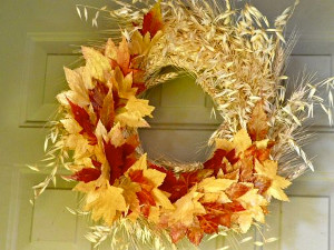 Colorful Fall Leaves Wreath 