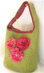 Bucket of Roses Felted Bag