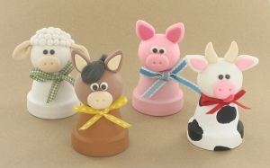 clay pot farm animals