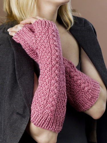 Fingerless Cable Gloves Knitting Pattern from Caron Yarn ...