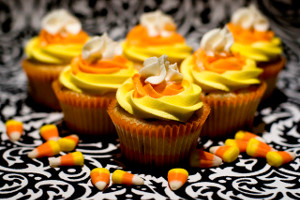 Candy Corn Cupcakes with Buttercream Frosting