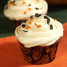 Pumpkin Cupcakes with Orange Cream Cheese Frosting