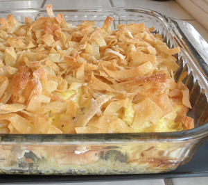 Wonton-Topped Chicken and Rice Casserole