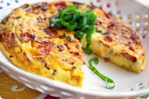 Country Frittata with Ham, Cheddar and Basil