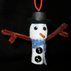 Painted Snowman Cork Ornament