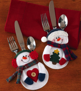 Snowman Holiday Silverware Holders