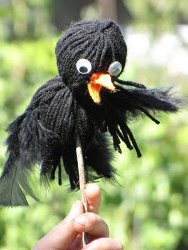 Yarn Crow Puppets 