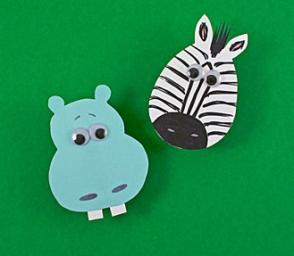 Clothespin Hippo and Zebra Magnets