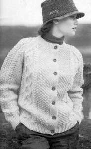 Womens Irish Knit Cardigan AllFreeKnitting.com