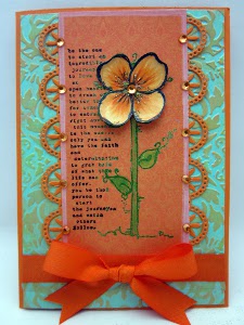 Bright Orange Lace Flower Card