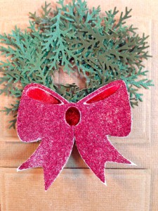 Christmas Wreath with a Big Red Bow Greeting Card
