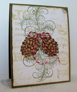 Elegant Joy Pine Cone Christmas Card