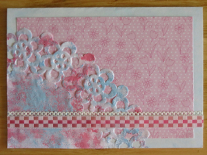Pinky Blue Stamped Flower Card