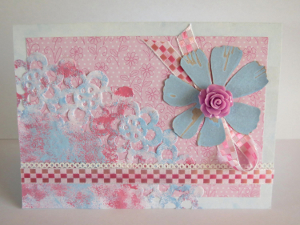 Pinky Blue Stamped Flower Card