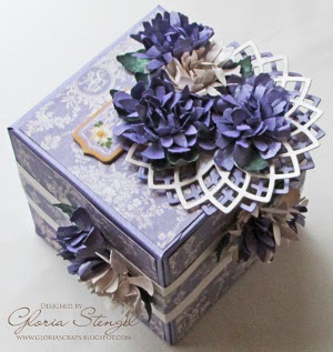 Lavender Flowers and Flourishes Artist Trading Block