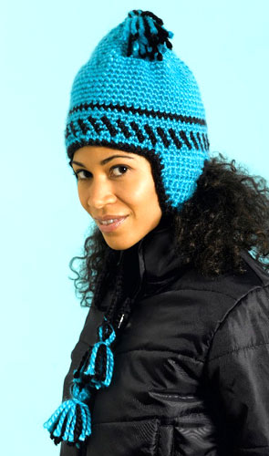 Bold Earflap Hat Crochet Pattern From Caron Yarn