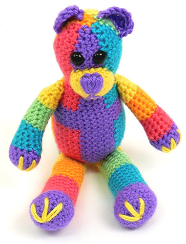 Rainbow Teddy Bear Crochet Pattern From Caron Yarn