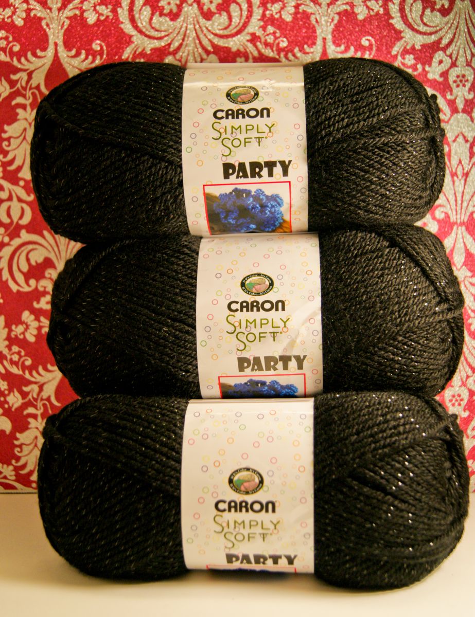 Caron Simply Soft Party Yarn - Black Sparkle