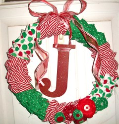 Ruffled Fabric Christmas Wreath