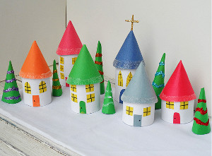 Converted Cardboard Christmas Village