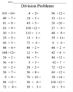 Free Printable Division Problems Worksheet | Allfreekidscrafts.com