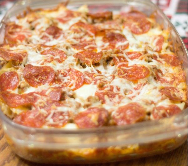 Dump and Go Sausage and Pepperoni Pizza Casserole